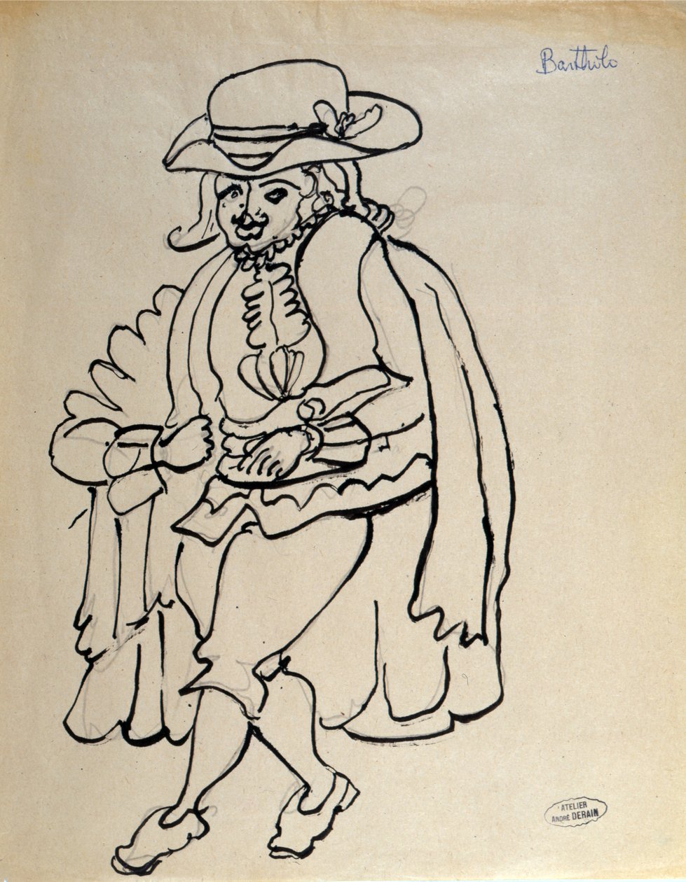Progetto di costumi per Bartholo, per una rappresentazione de "Il barbiere di Siviglia" a Parigi (penna e inchiostro e matita su carta) da Andre Derain