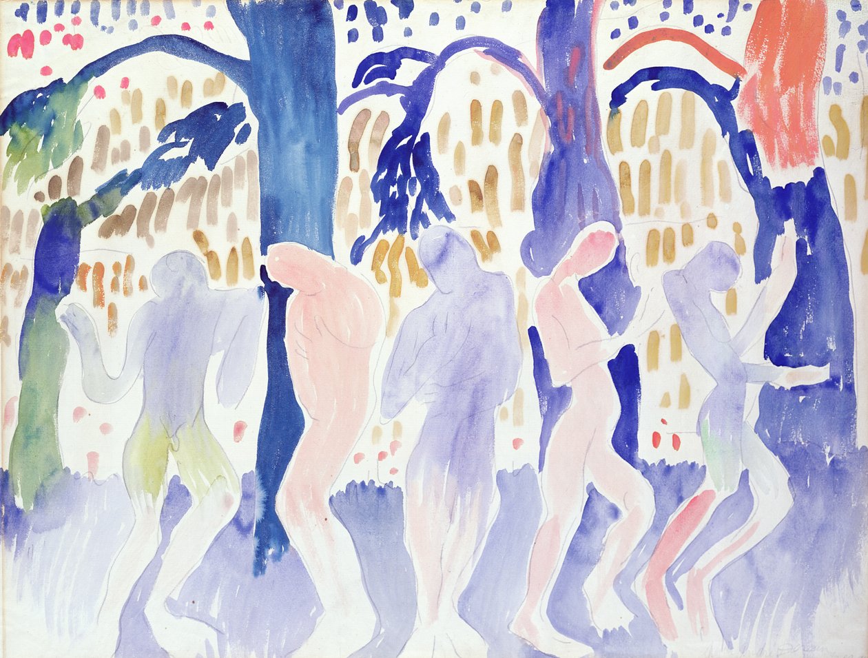 Cinque nudi, 1904-05 circa (acquerello su carta) da Andre Derain