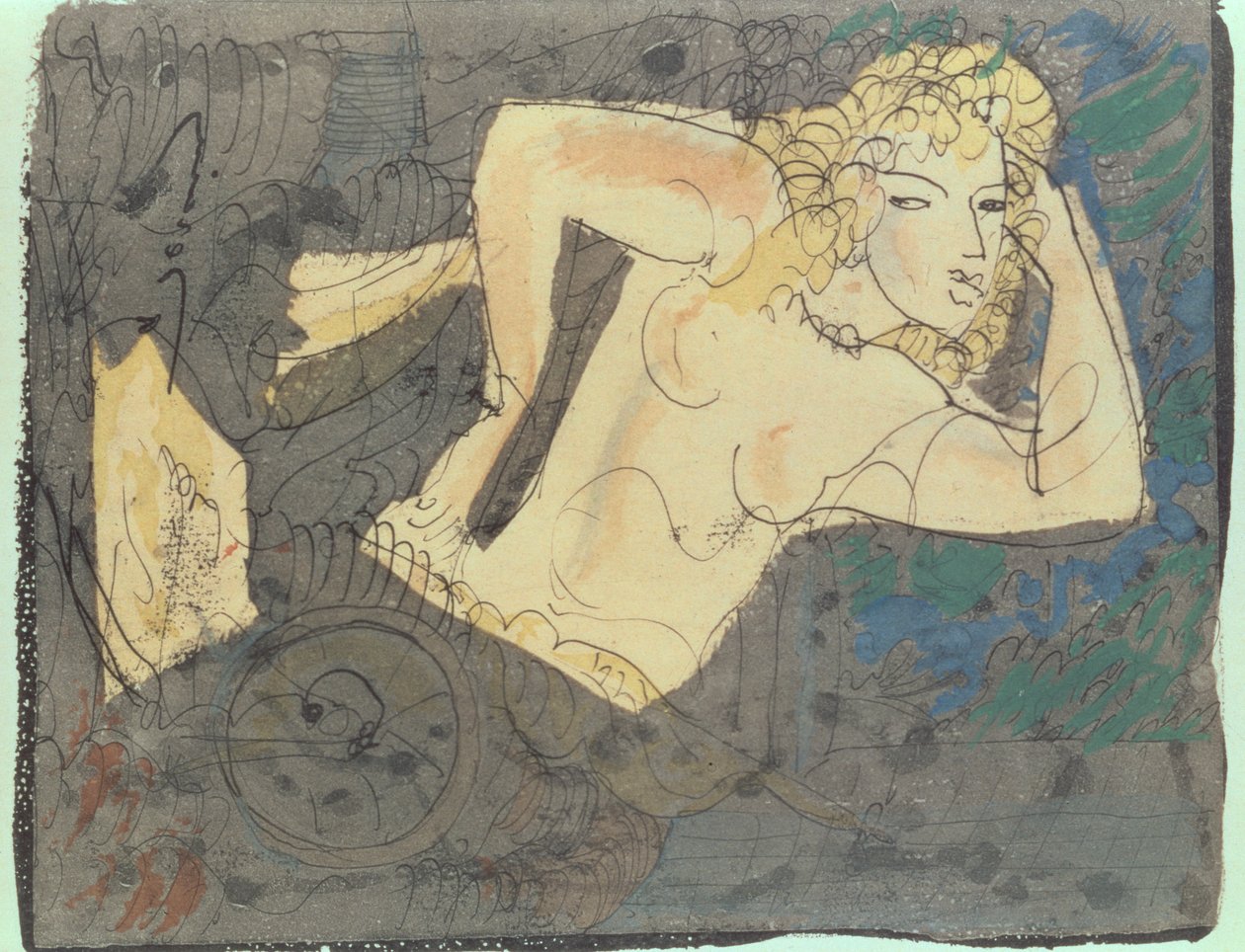 Illustrazione della poesia "La filatrice", dagli "Album di versi antichi, incantesimi" di Paul Valery (1871-1945) (tecnica mista) da Andre Derain
