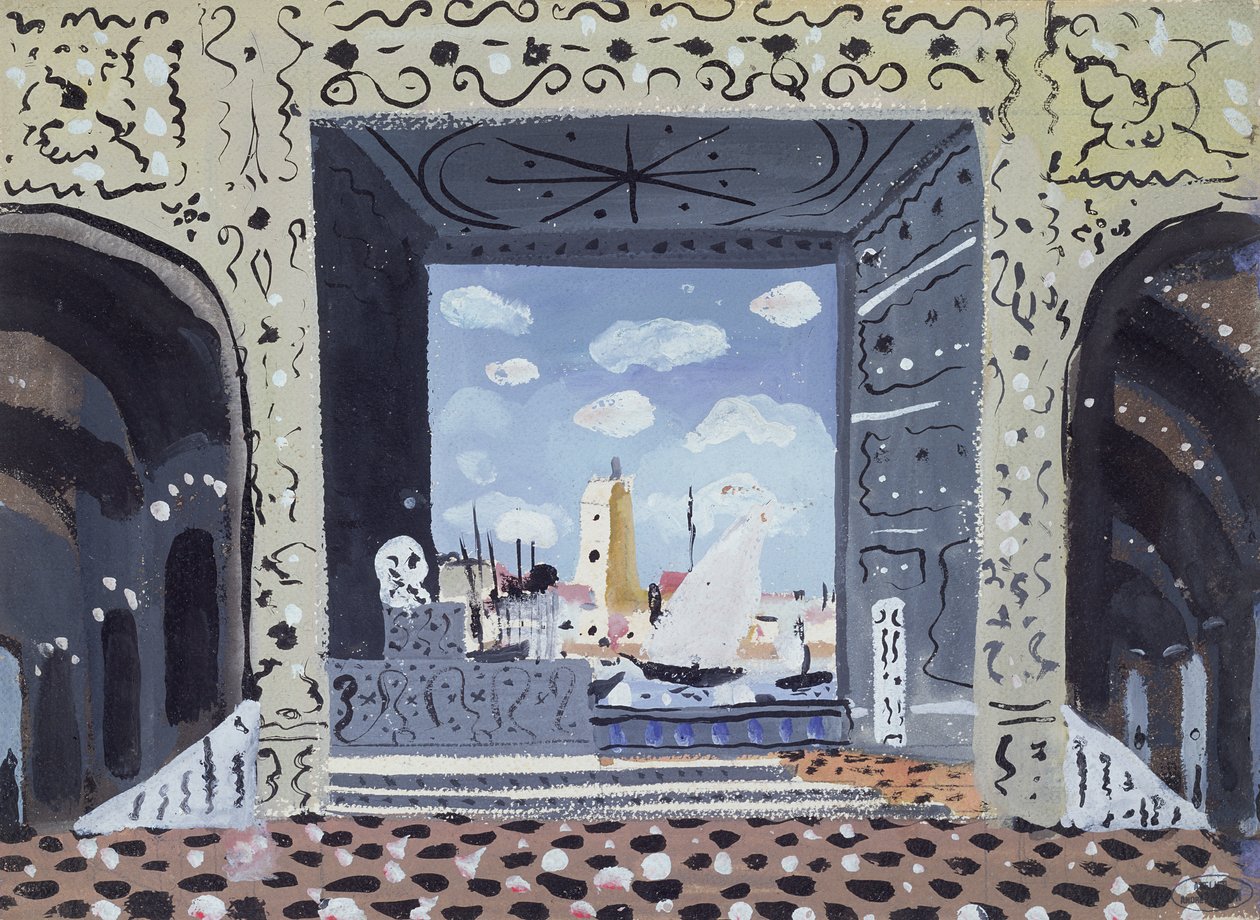Scenografia per una rappresentazione de "Il barbiere di Siviglia" a Parigi (olio su tavola) da Andre Derain