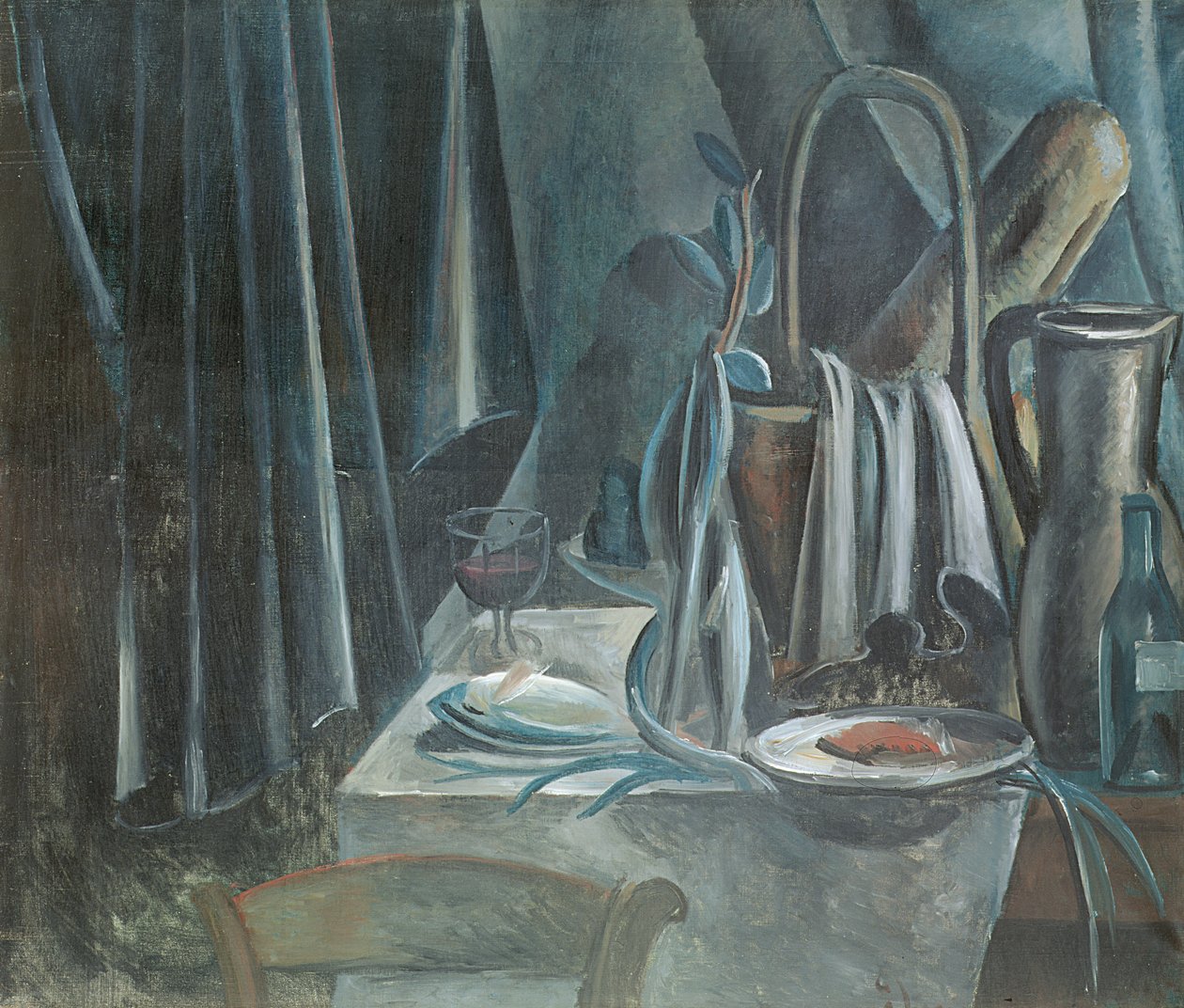 Natura morta con cestino del pane, brocca e bicchiere da vino da Andre Derain