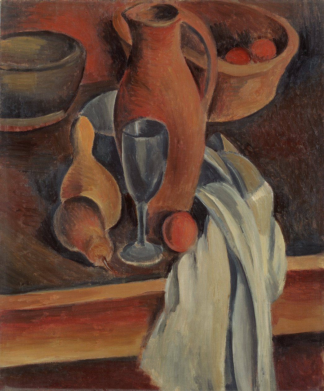 Natura morta con brocca di terracotta, tovagliolo bianco e frutta da Andre Derain