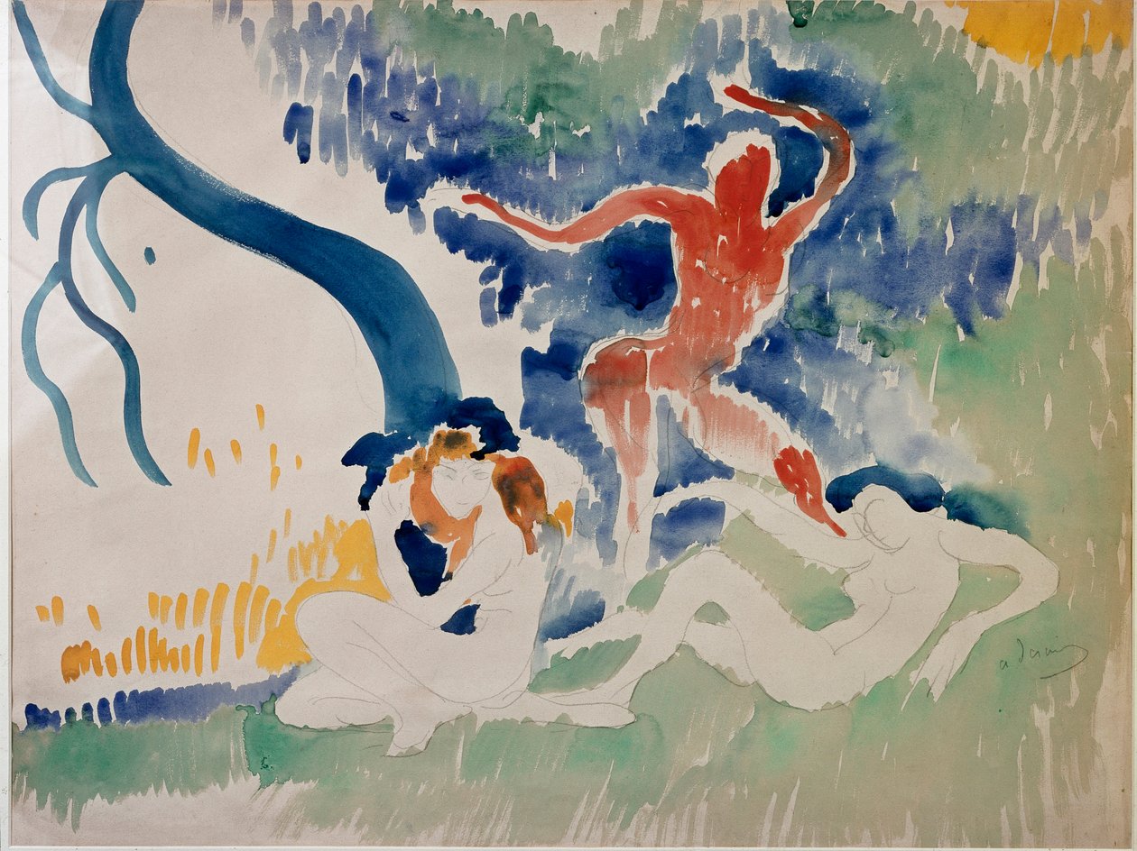 Tre danzatrici, XX secolo (acquerello) da Andre Derain