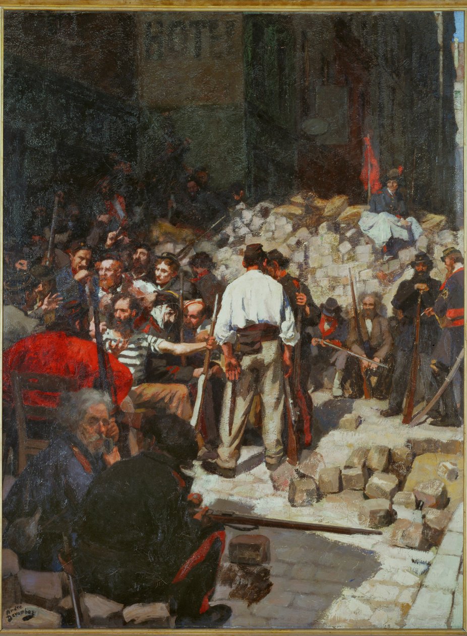 La Comune: la barricata ... (dipinto su tela) da Andre Devambez