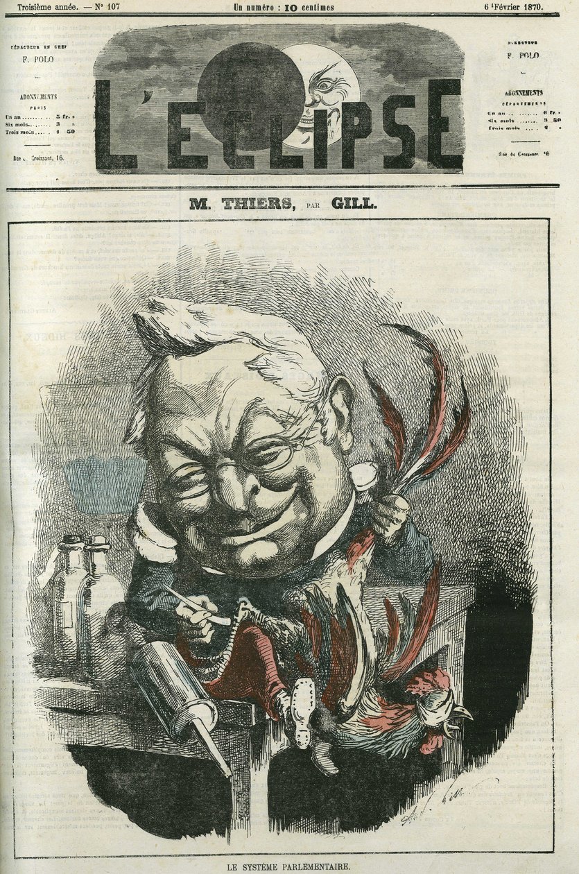 Adolphe Thiers (1797-1877), storico e politico francese. Copertina in 