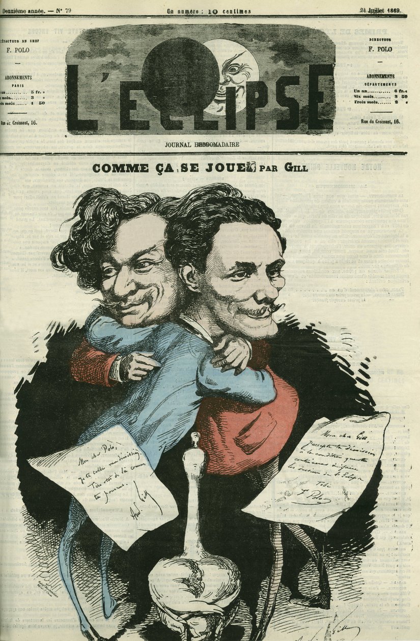 Andre Gill (1840-1885), caricaturista francese e F. Polo, direttore di 
