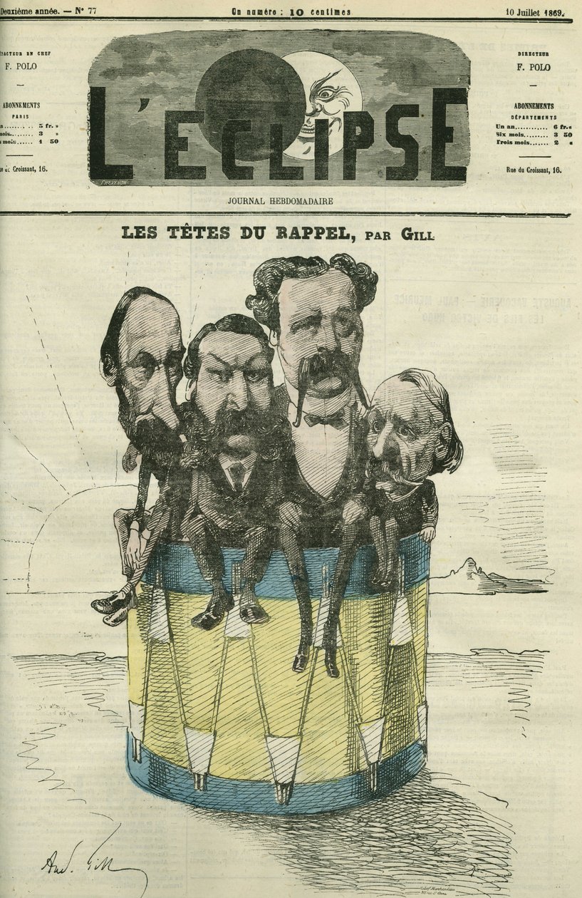 Auguste Vacquerie, Victor Hugo, Charles Hugo e Paul Meurice, uomini di lettere francesi. Copertina in 