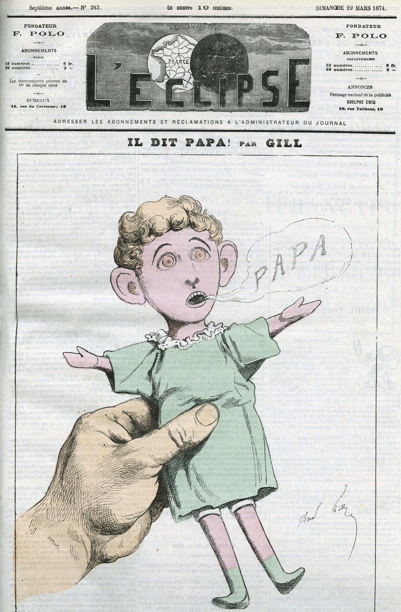 Caricatura di Napoleone Eugenio Luigi Bonaparte (1856-1879), figlio di Napoleone III. Copertina di "L