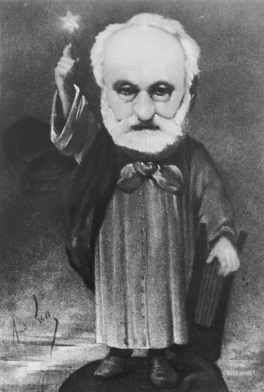 Caricatura di Victor Hugo (1802-85) come mago da Andre Gill