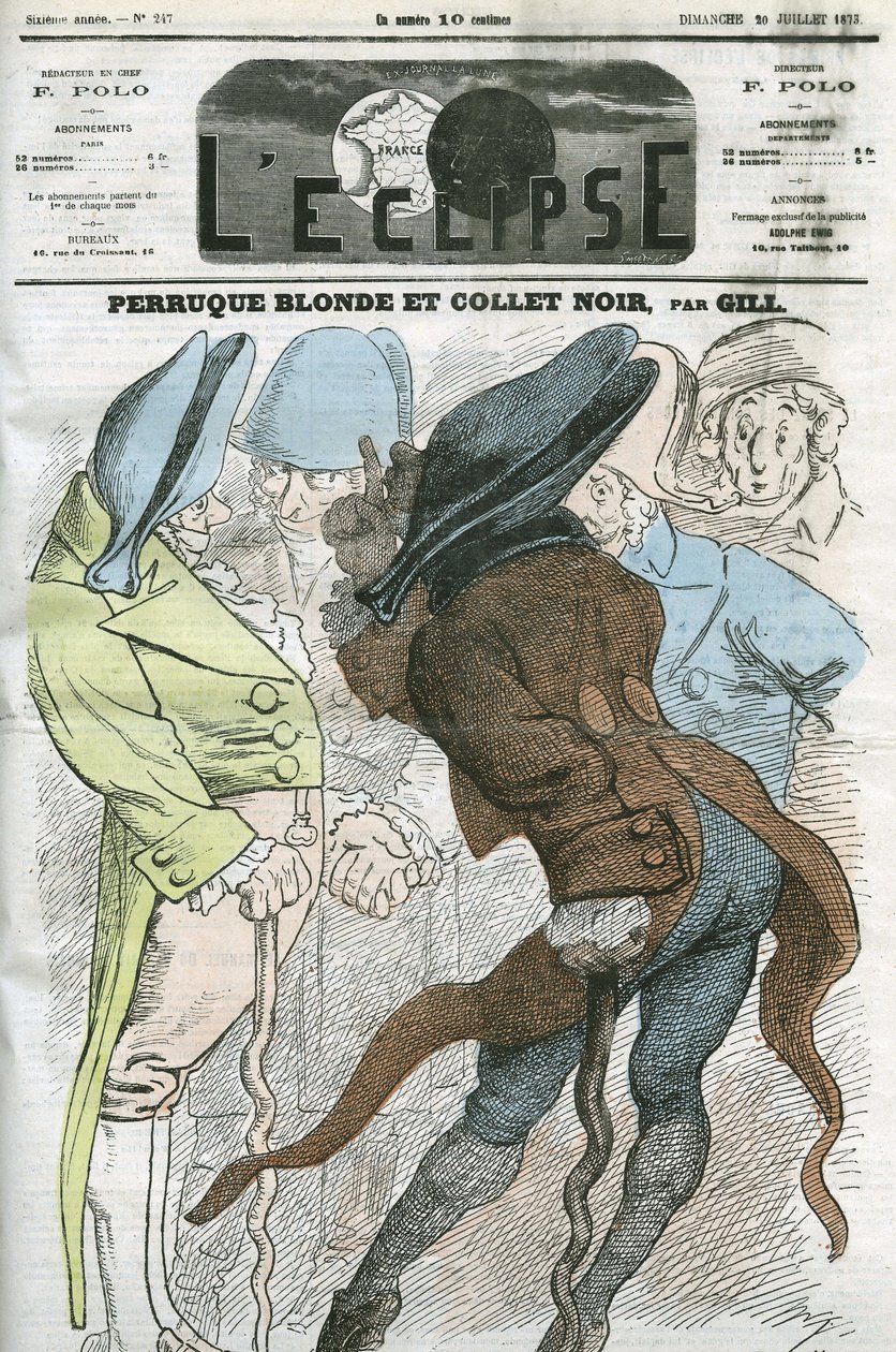 Caricatura "Parrucca bionda e colletto nero". Copertina di "L