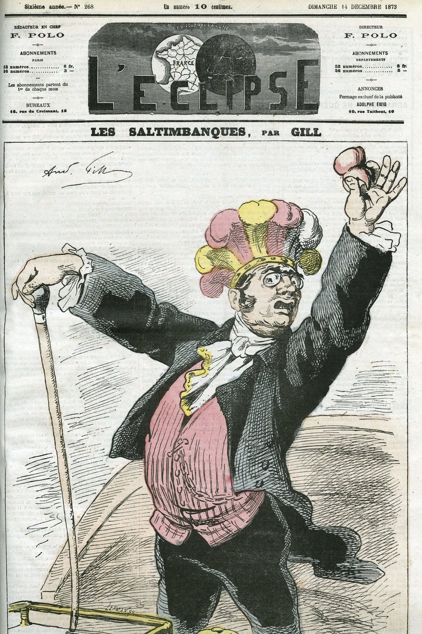 Caricatura "I Saltimbanchi", "strappo! Non combattere!", serie sui ciarlatani. Copertina di "L