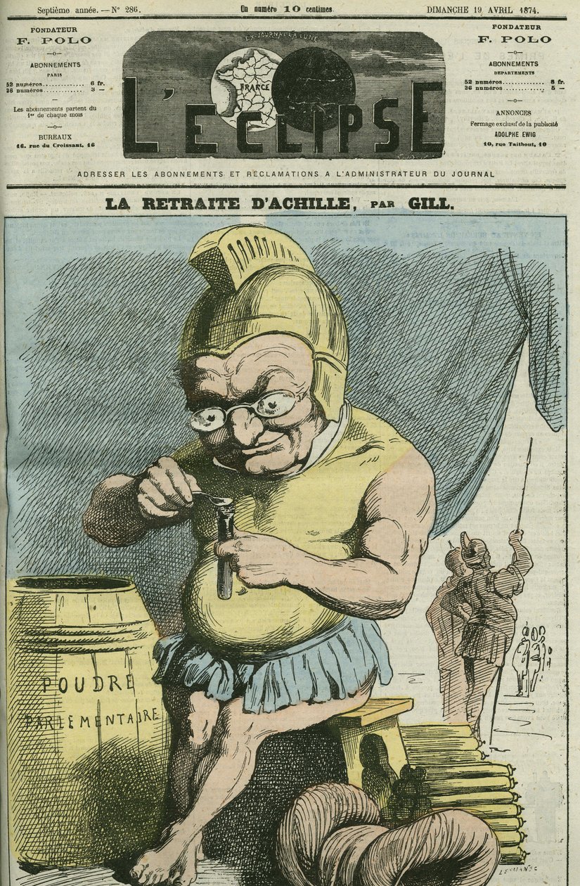 Caricatura di Adolphe Thiers (1797-1877), statista francese. Copertina di "L