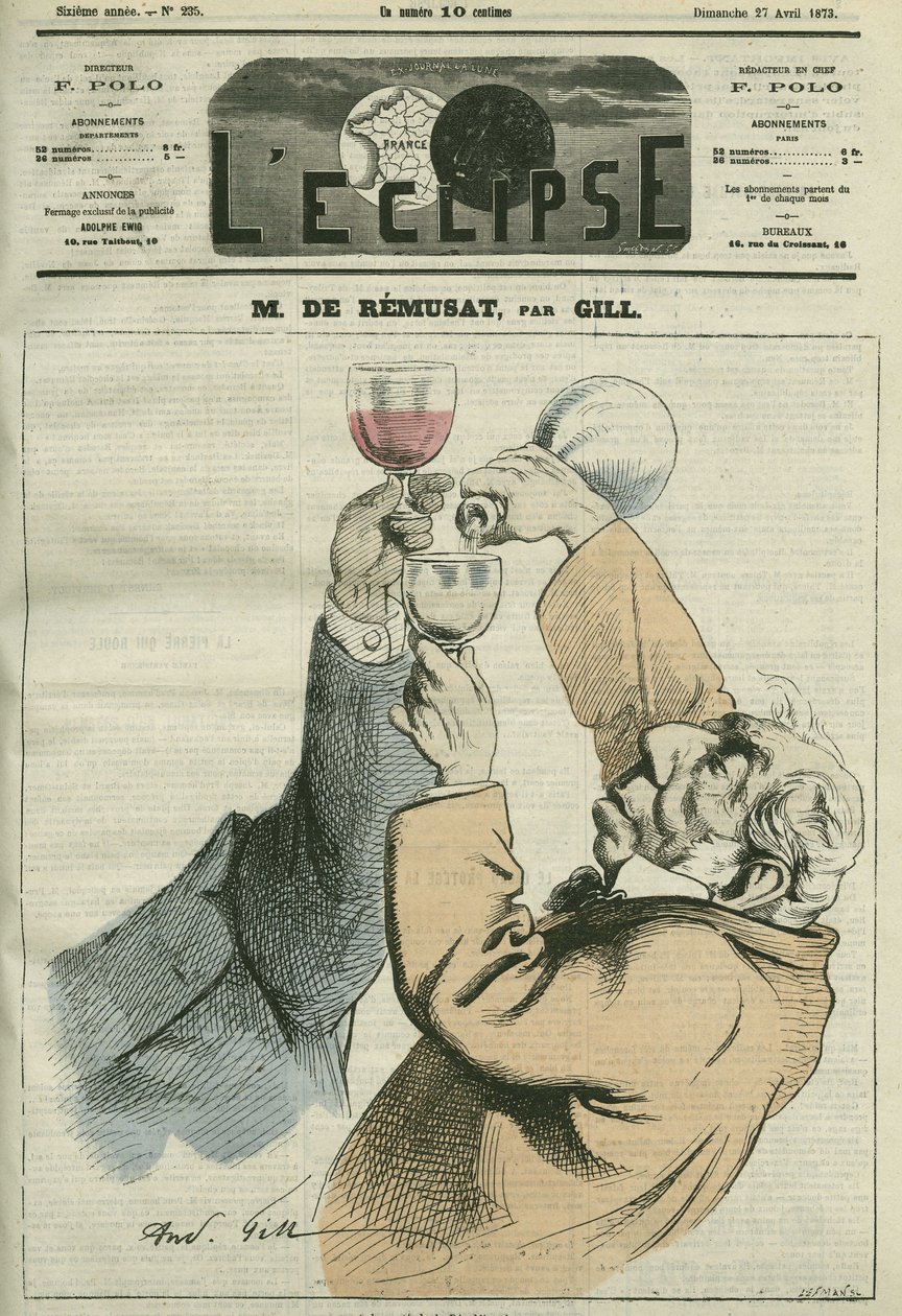 Caricatura di Charles de Remusat (1797-1875), filosofo e politico francese. Copertina di "L