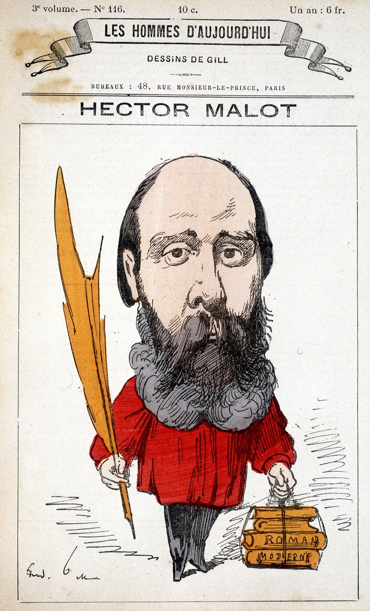 Caricatura di Hector Malot, scrittore francese (1830-1907) - di Gill, in "Les Hommes d