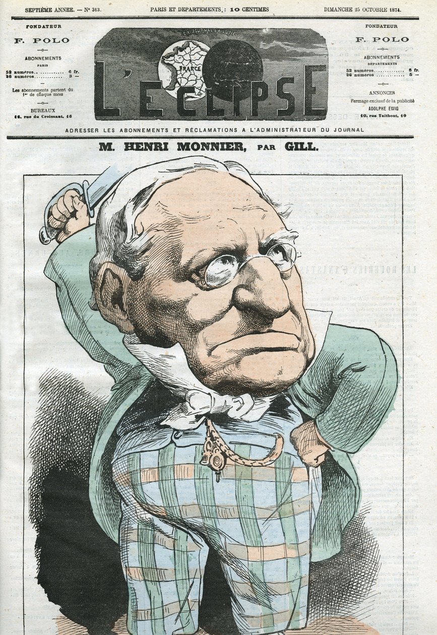 Caricatura di Henri Monnier (1799-1877), drammaturgo, caricaturista e attore francese. Copertina di "L
