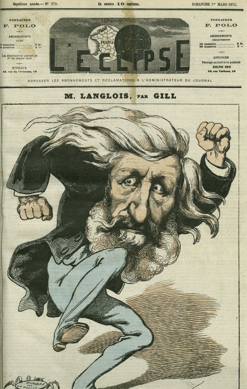 Caricatura di Jean-Charles Langlois da Andre Gill
