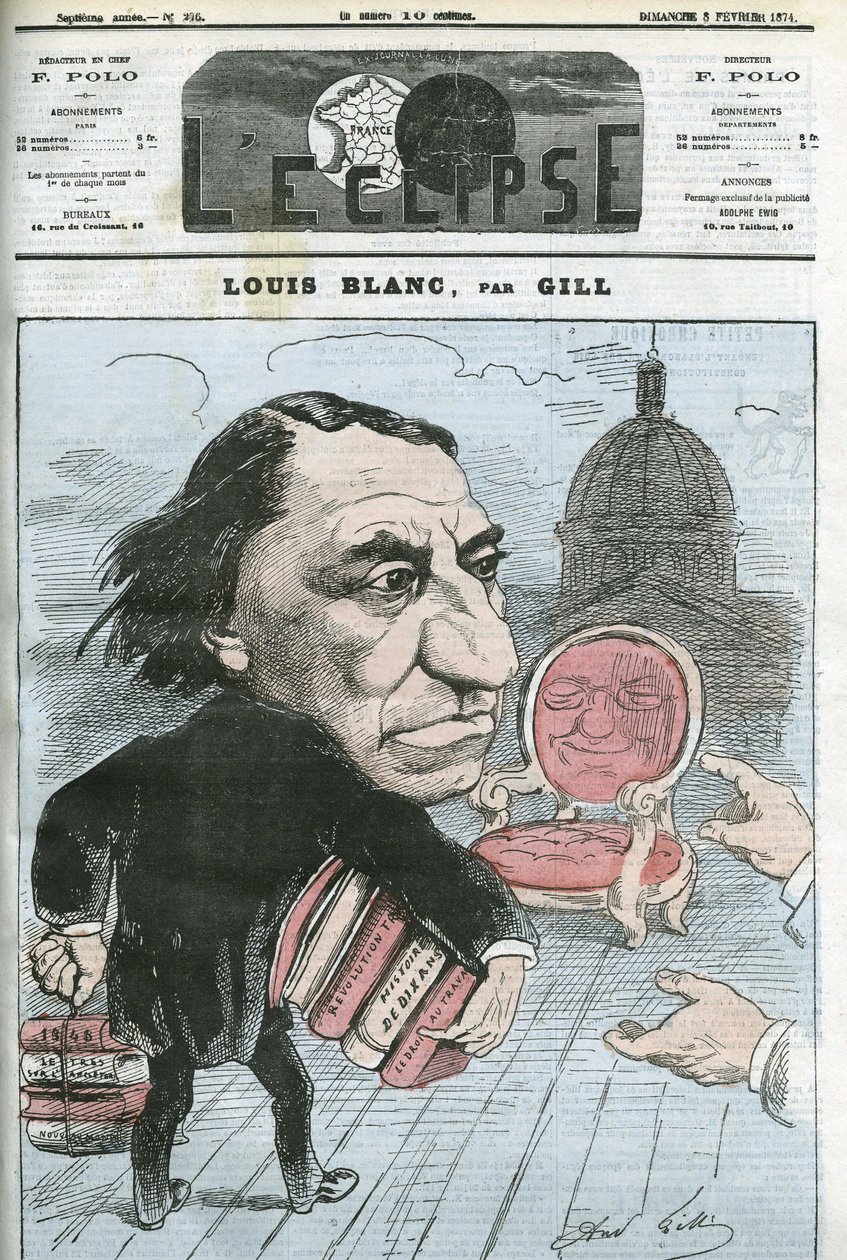 Caricatura di Louis Blanc (1811-1882), politico e storico francese. Copertina di "L