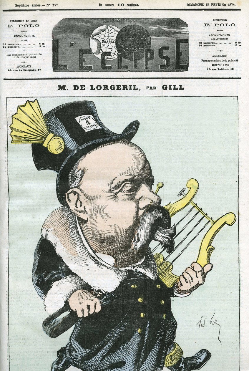 Caricatura del Visconte de Lorgeril, politico francese. Copertina di "L