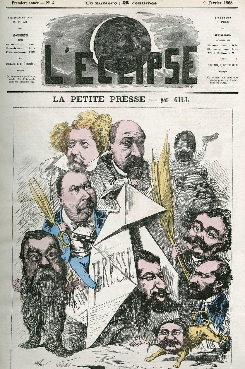 Creazione di "La Petite Presse", con Jannin, Delsaux, Hermant, Hemery, De Balathier, Bragelonne, Dumas, Ponson du Terrail, Jean du Boys, Revillon e Coste. Copertina in "L