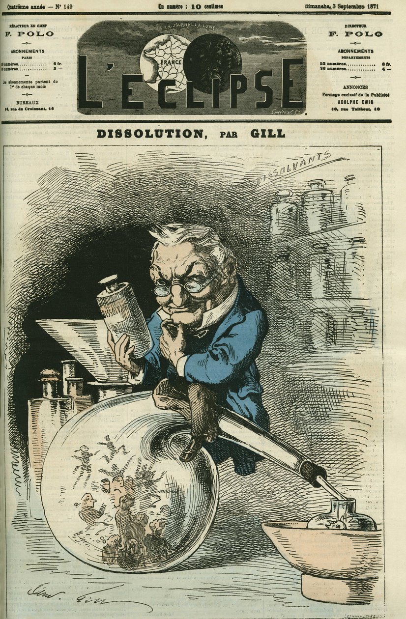 Dissoluzione, Adolphe Thiers (1797-1877), storico e Presidente della Repubblica. Copertina in 