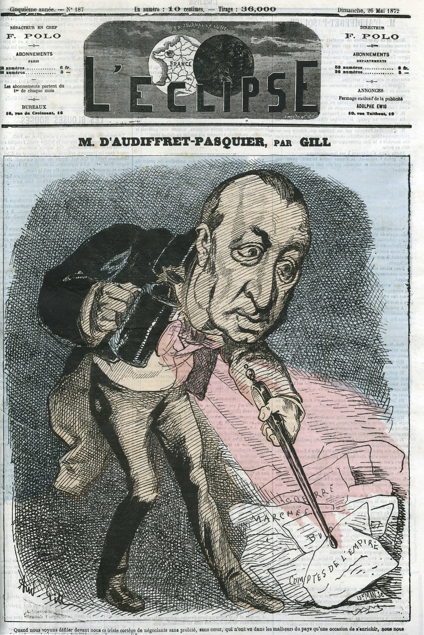 Edme Armand Gaston, Duca di Audiffret-Pasquier (1823-1905), politico francese. Copertina in "L