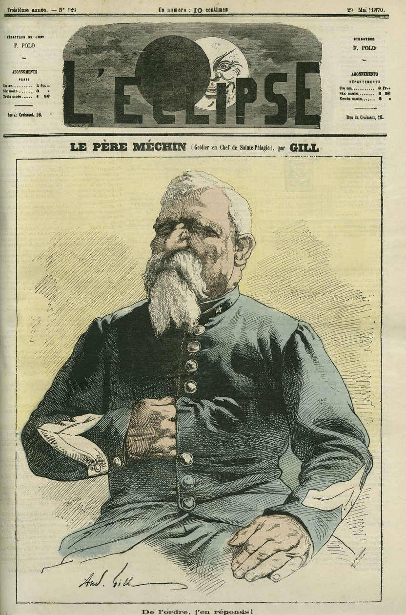 Padre Mechin, capo carceriere della prigione di Sainte-Pelagie a Parigi. Copertina in "L