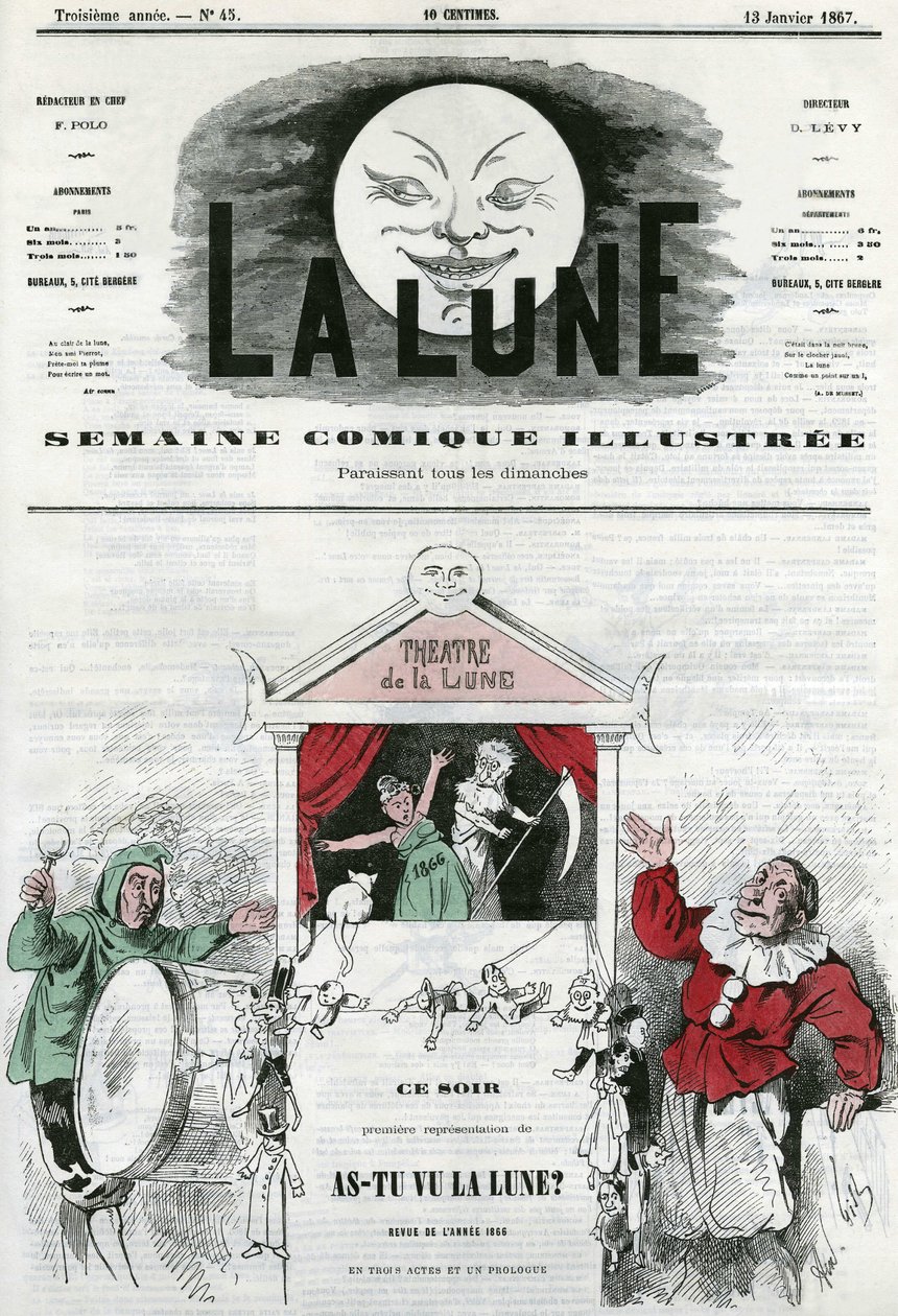 Hai visto la luna? al teatro della luna a Parigi. Caricatura di Gill, in "La Lune", 13 gennaio da Andre Gill