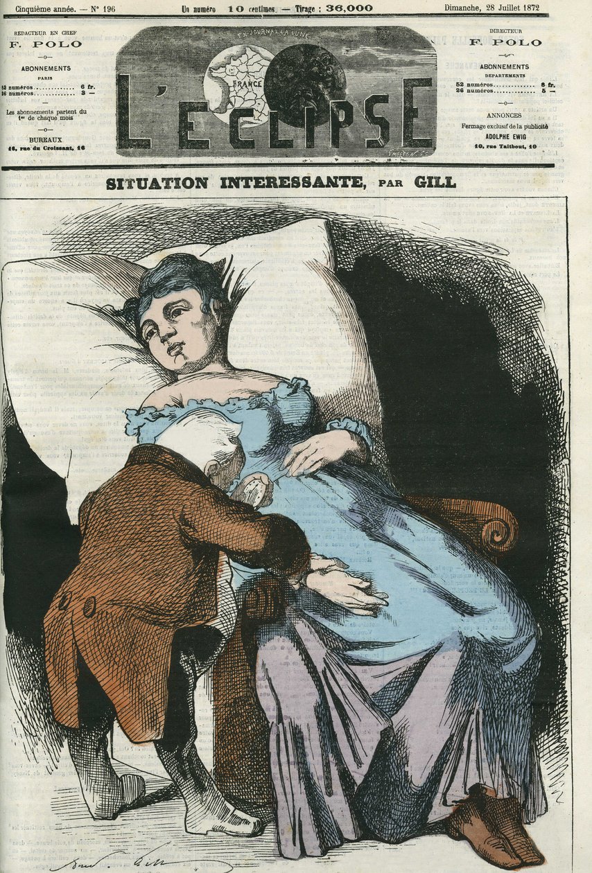 Illustrazione della Repubblica presto indebitata con la Prussia, Adolphe Thiers (1797-1877), Presidente della Repubblica che prende il suo polso. Copertina in "L