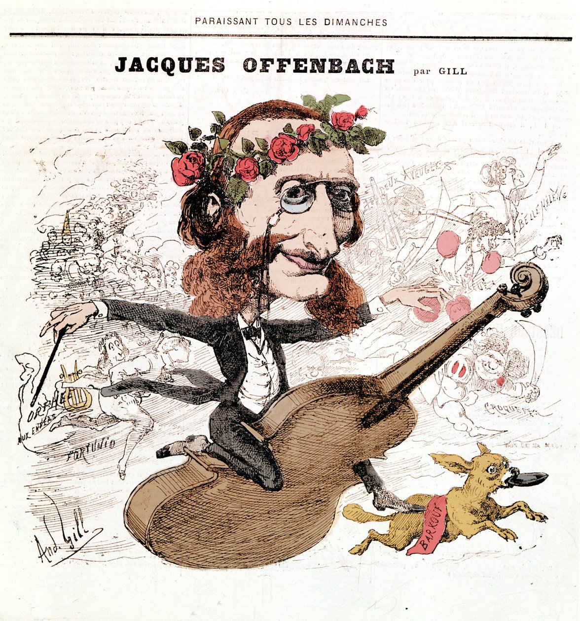 Jacques Offenbach (1819 - 1880), caricatura di Gill da Andre Gill