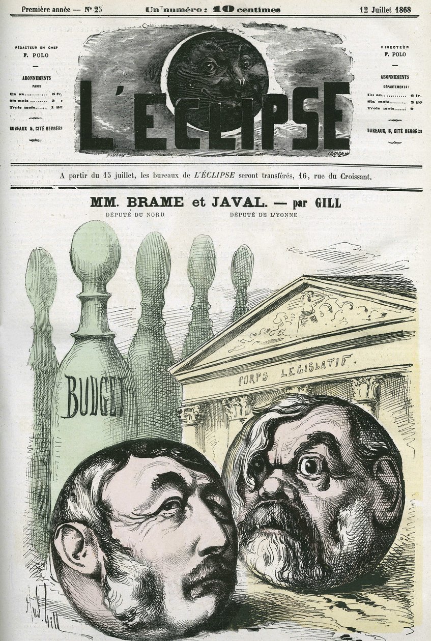 Jules Louis Joseph Brame (1808-1878) politico francese e Louis Emile Javal (1839-1907), politico francese. Copertina in "L