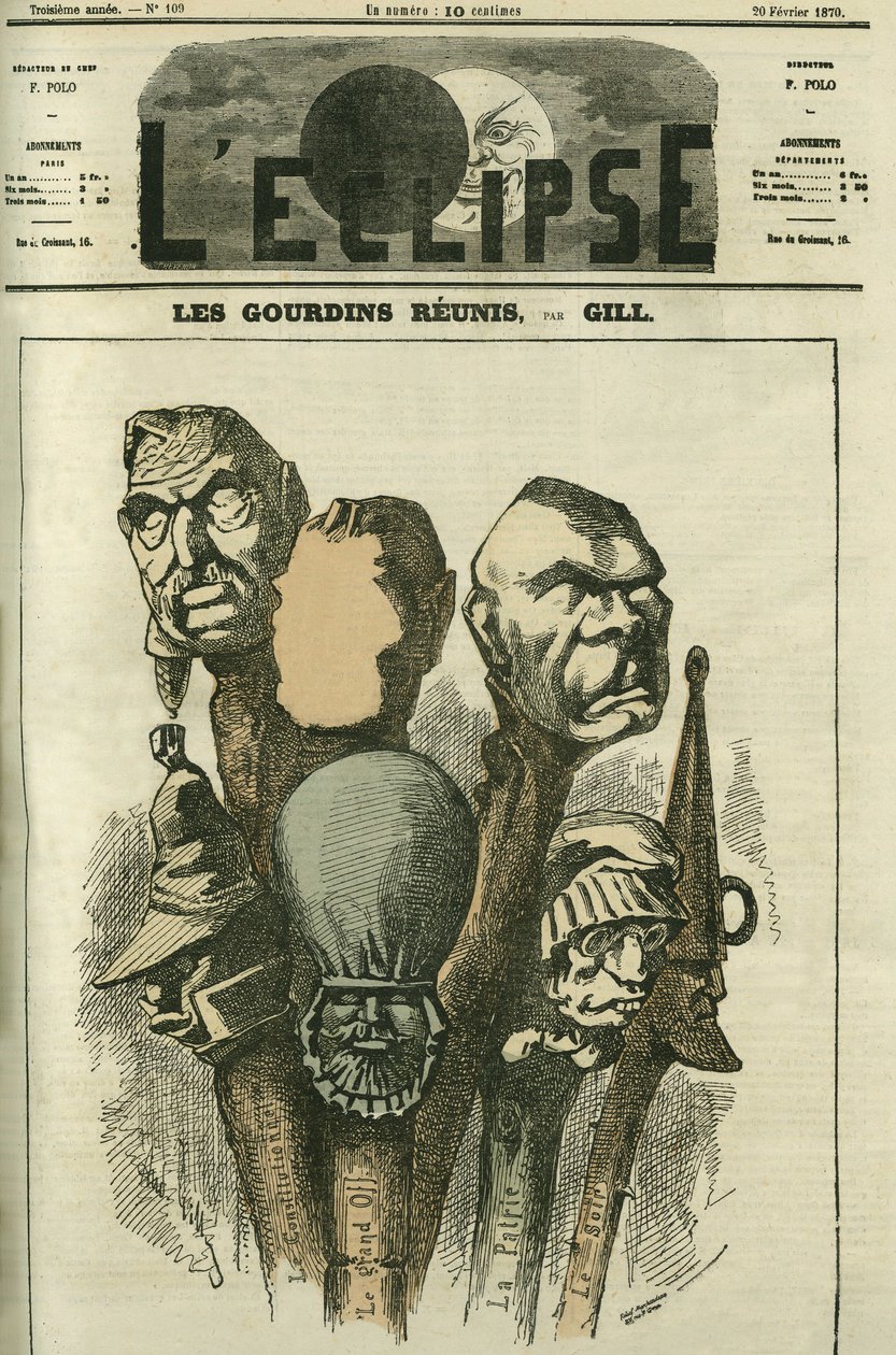 Les Gourdins riuniti, creazione di un nuovo diario satirico. Copertina in "L
