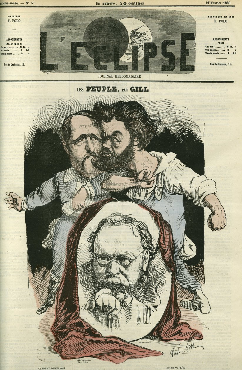 Les Peuples, con Clement Duvernois (1836-1879), Pierre-Joseph Proudhon (1809-1865), e Jules Valles (1832-1885), scrittori e politici. Copertina in 