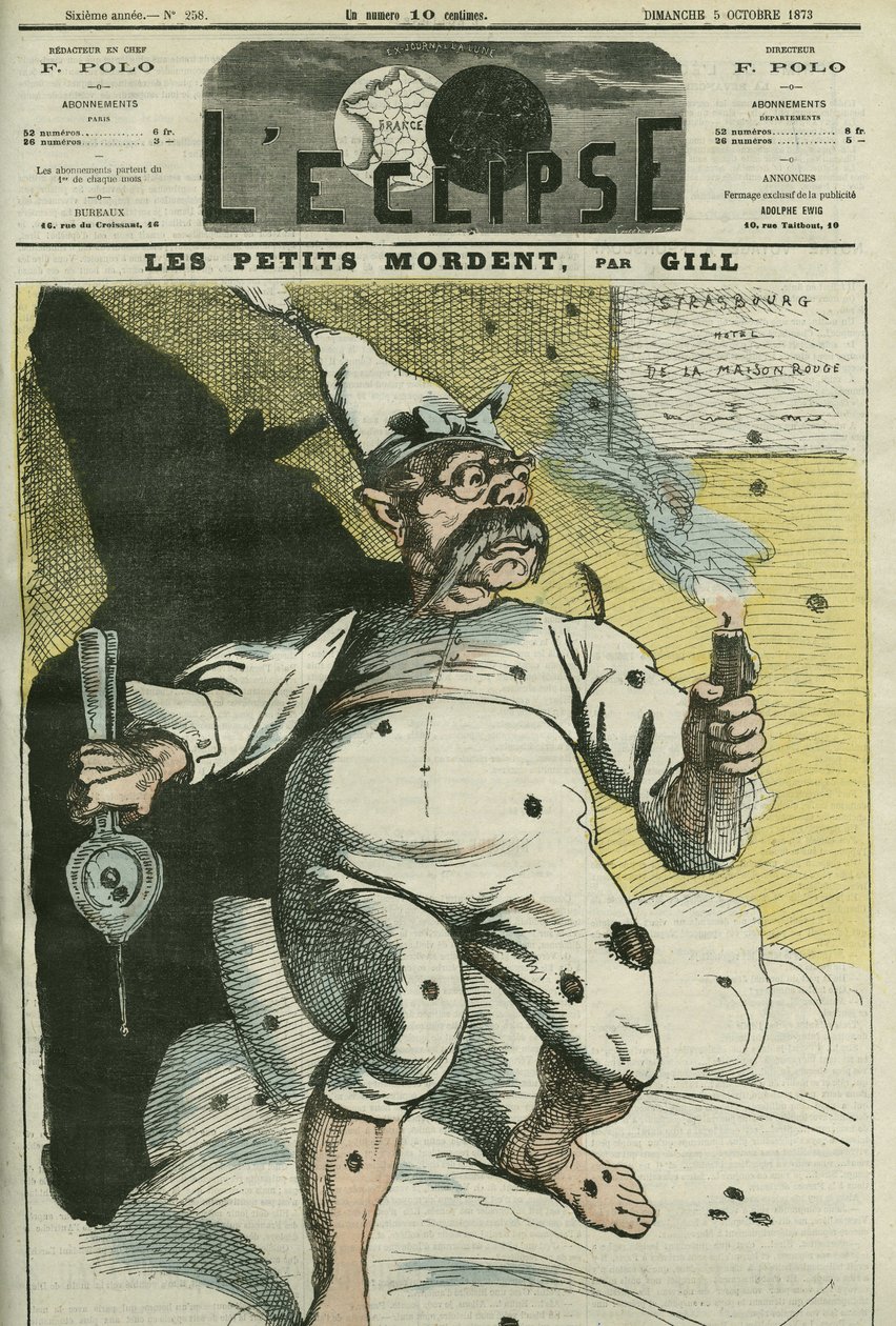 I piccoli mordono, caricatura di Guglielmo I (1797-1888), Re di Prussia e Imperatore di Germania. Copertina in “L