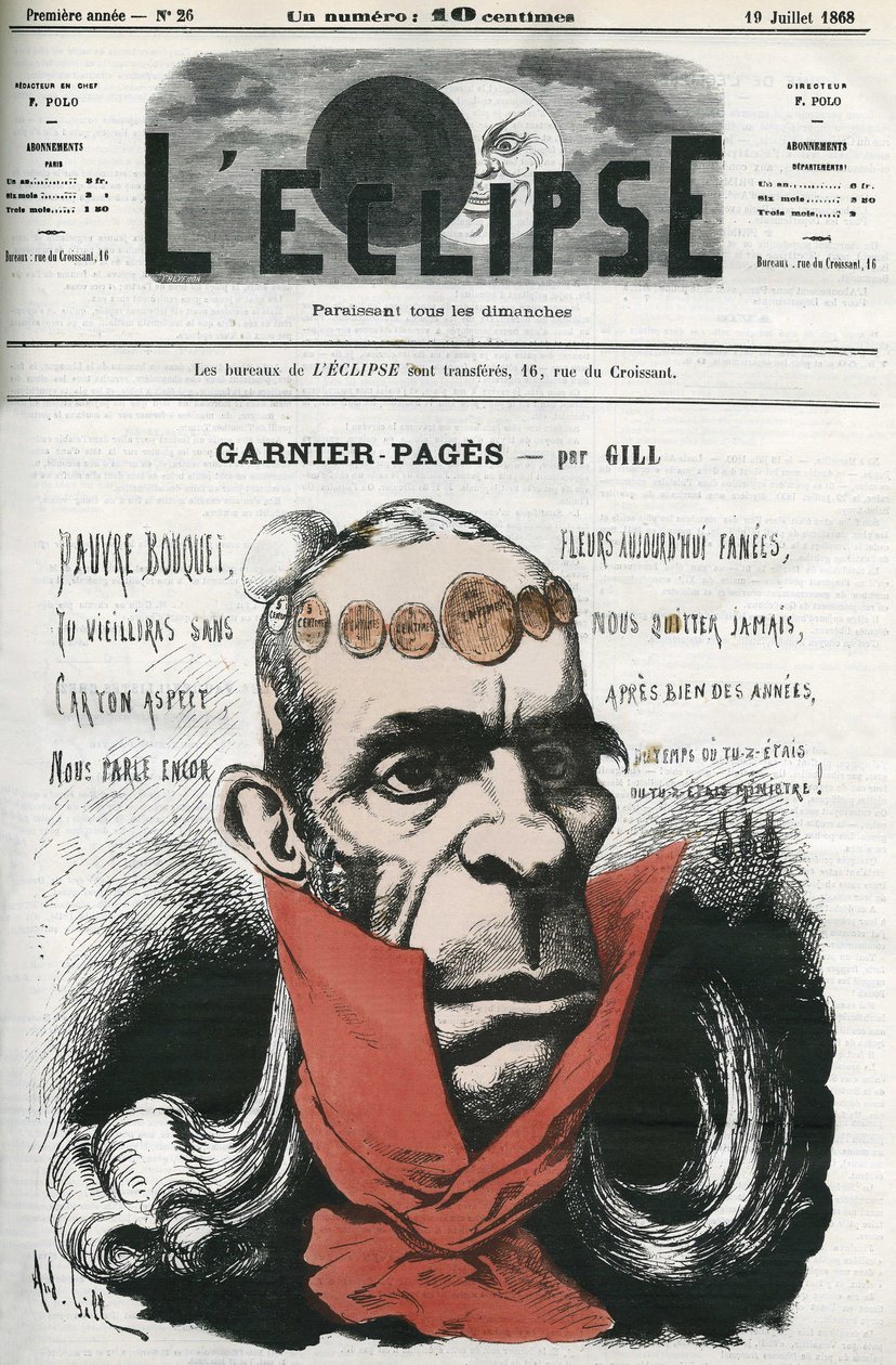Louis Antoine Garnier-Pages (Garnier Pages) (1803-1878), politico francese. Copertina in 