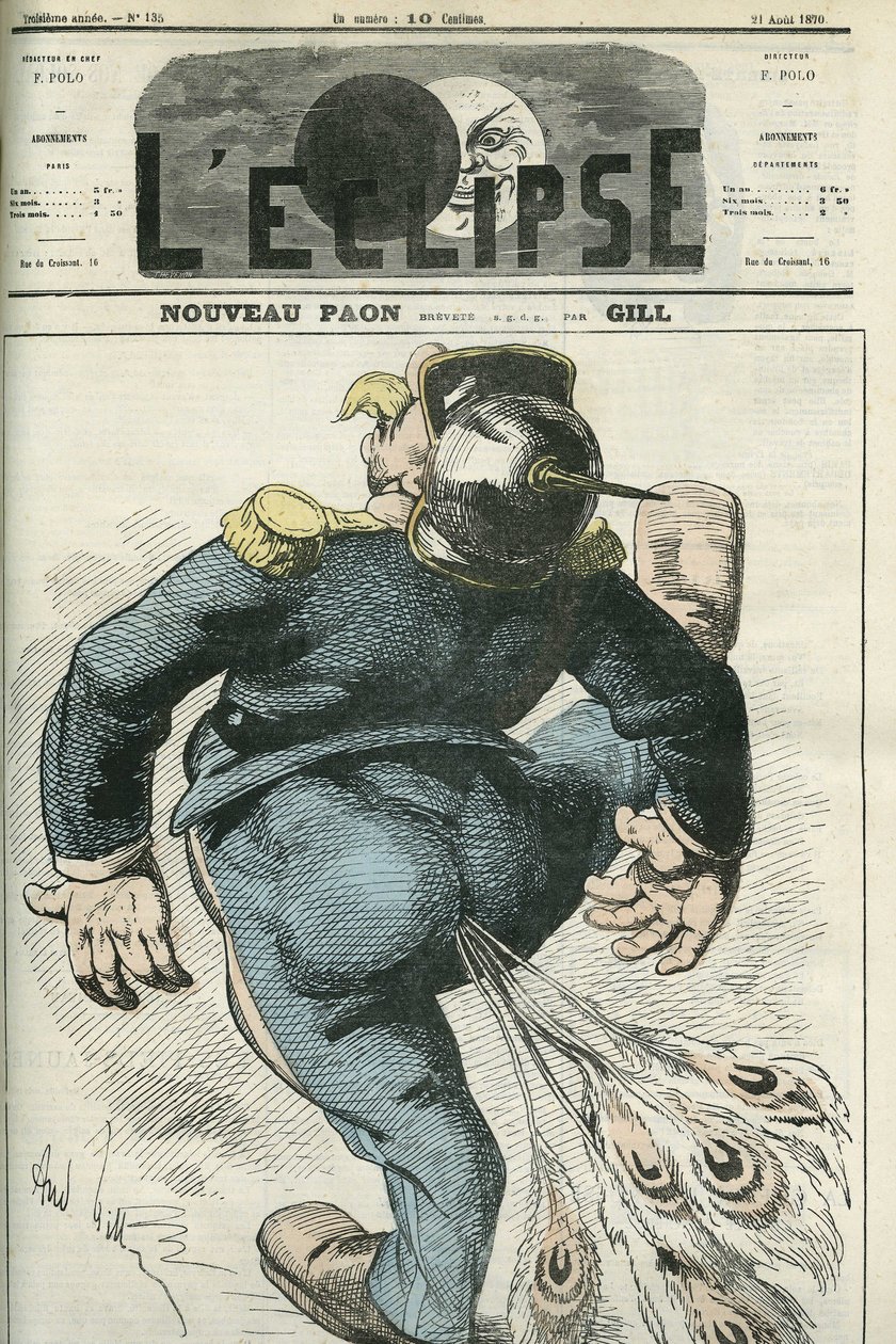 Nuovo Pavone, caricatura di Guglielmo I, vincitore della guerra franco-prussiana. Copertina in 