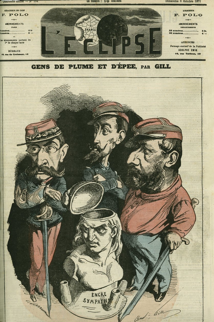 Persone di penna e spada: Louis Leon Faidherbe (1818-1889), militare francese, Camille Cremer (1840-1876), generale francese, e Philippe Toussaint Joseph Bordone (1821-1892), medico e militare. Copertina in 
