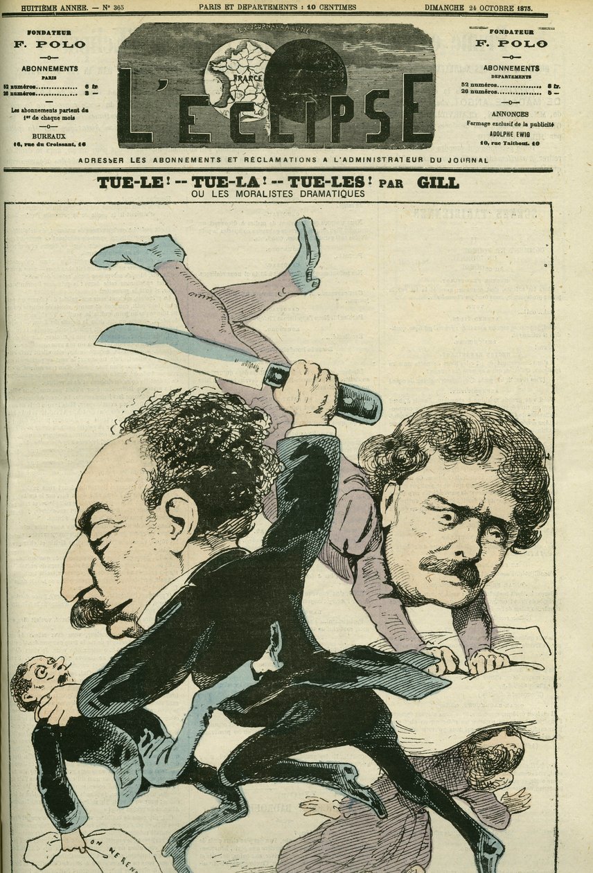 Ritratto di Alexandre Dumas Jr. (1824-1895), uomo di lettere francese e Ernesto Rossi. Copertina in "L
