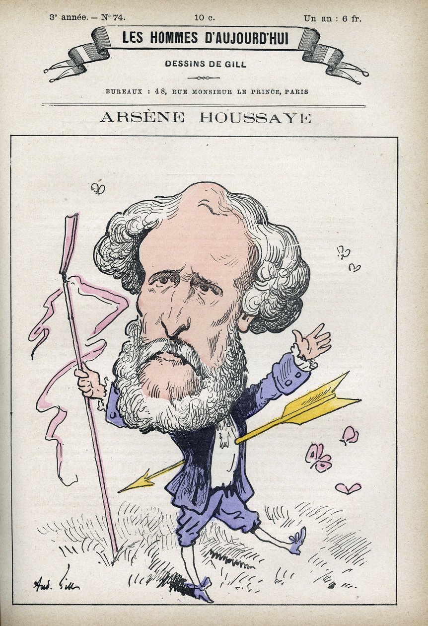 Ritratto di Arsene Houssaye (1815-1896), uomo di lettere francese. Caricatura di Gill, Parigi da Andre Gill