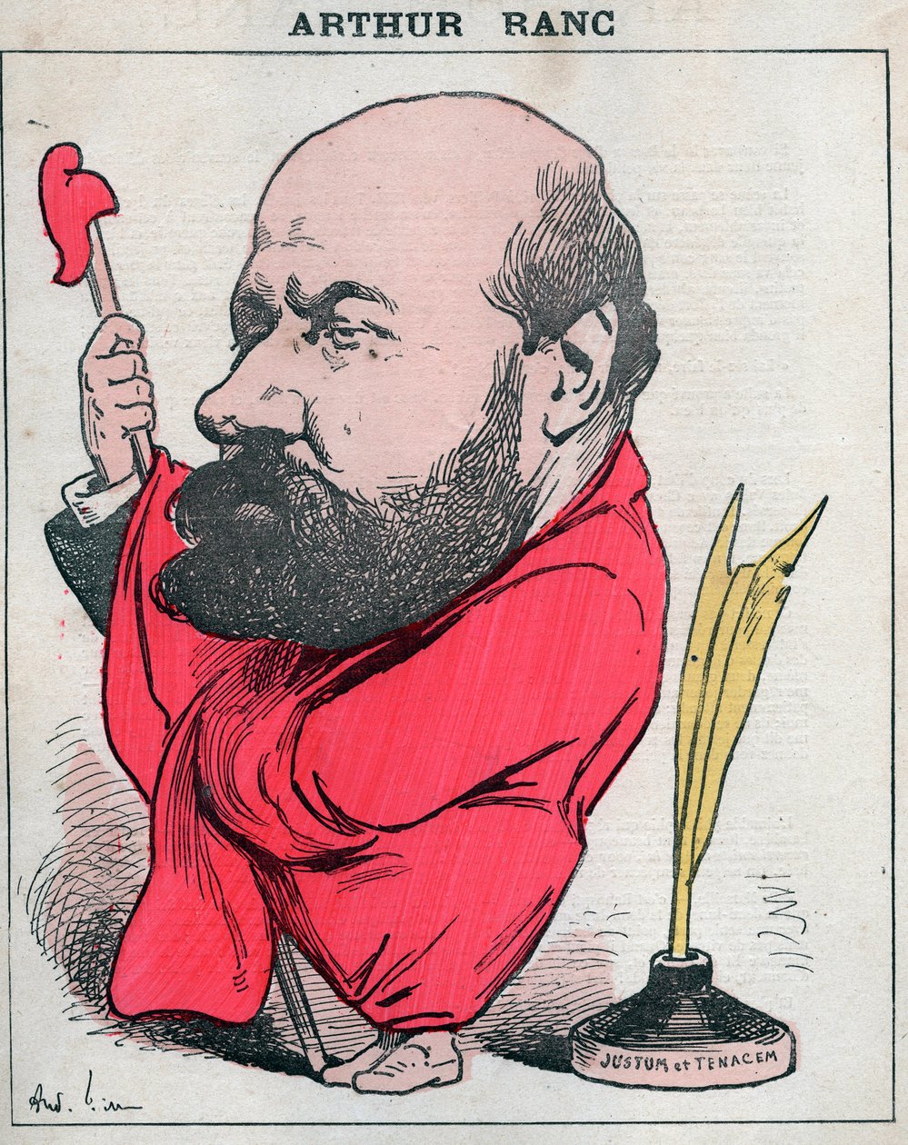 Ritratto di Arthur Ranc (1831-1908) giornalista e politico francese - Caricatura di Andre Gill in "Les Hommes d