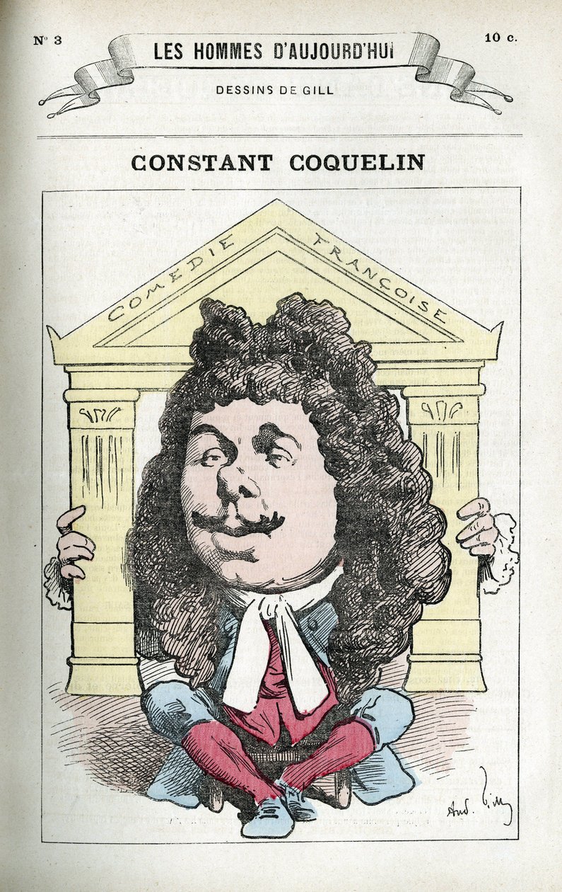 Ritratto di Constant Coquelin (1841-1909), attore teatrale francese. Caricatura di Gill, Parigi da Andre Gill