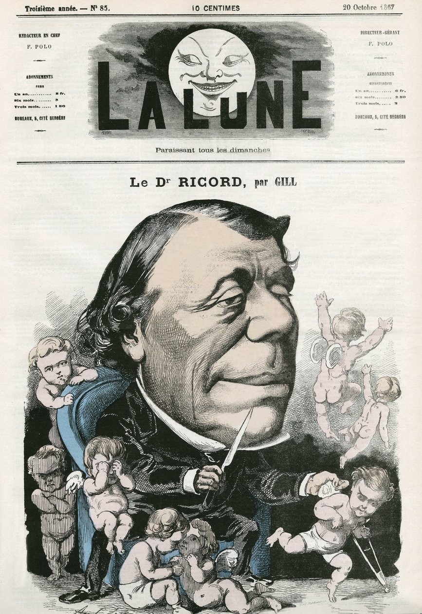 Ritratto del Dottor Ricord, medico francese. Caricatura di Gill, in 