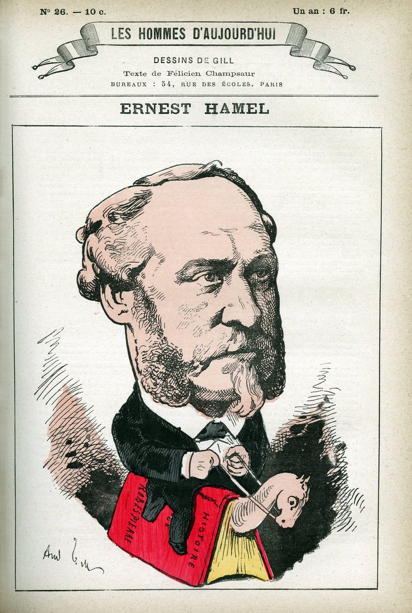Ritratto di Ernest Hamel, avvocato e politico francese. Caricatura di Gill, in "Les Homme d