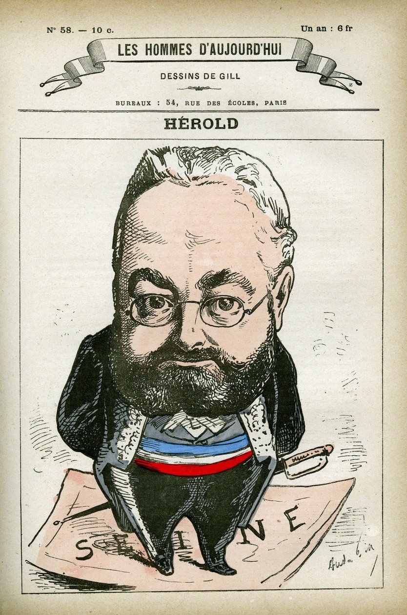Ritratto di Ferdinand Herold (1828-1882), politico francese. Caricatura di Gill, Parigi da Andre Gill