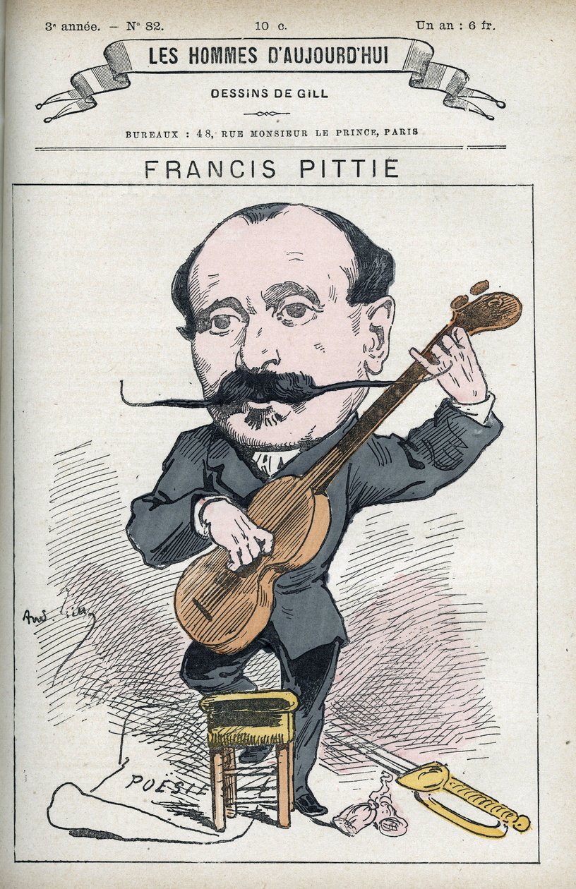 Ritratto di Francis Pittie, poeta francese. Caricatura di Gill, Parigi da Andre Gill