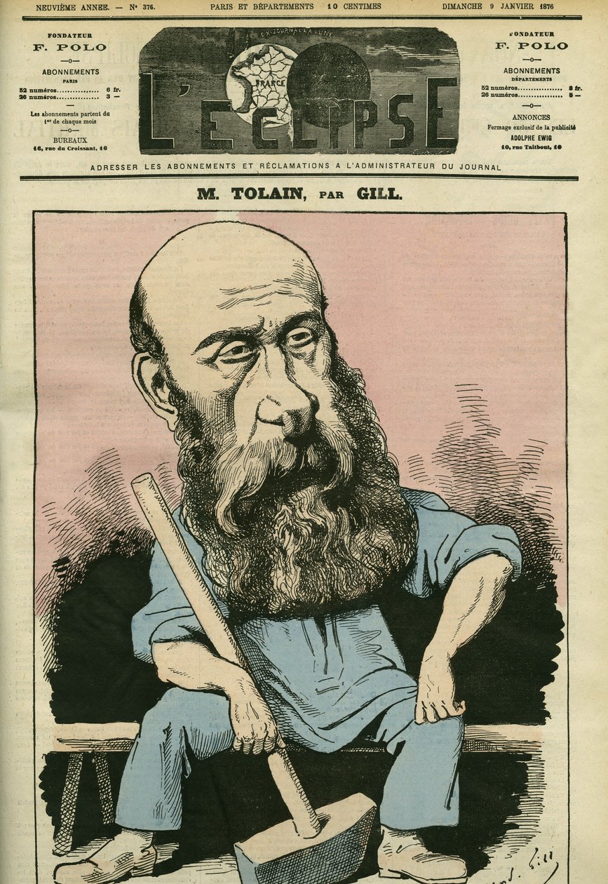 Ritratto di Henri Louis Tolain (1828-1897), incisore e politico francese. Copertina di "L