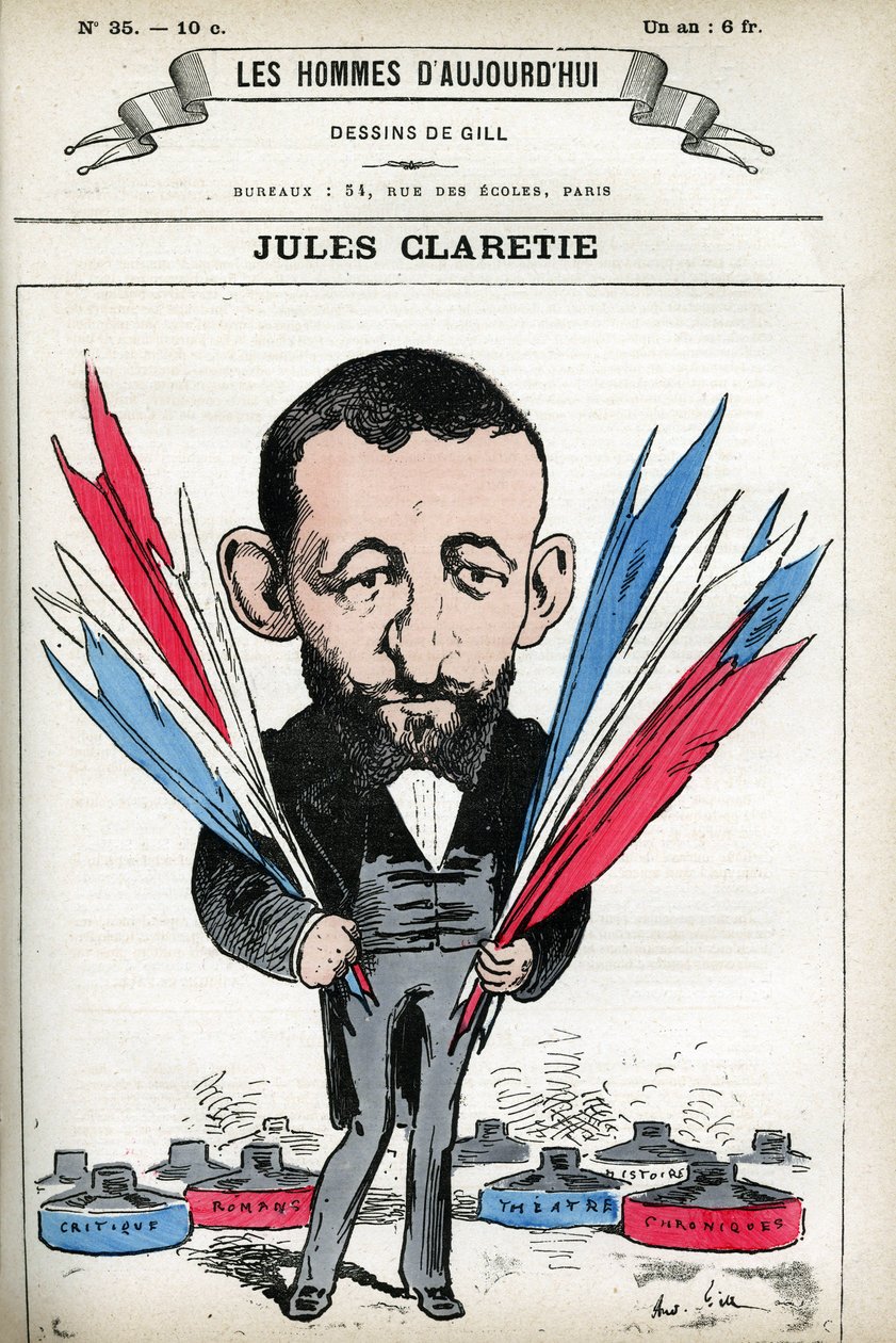 Ritratto di Jules Claretie (1840-1913), romanziere, drammaturgo e critico francese. Caricatura di Gill, in "Les Homme d