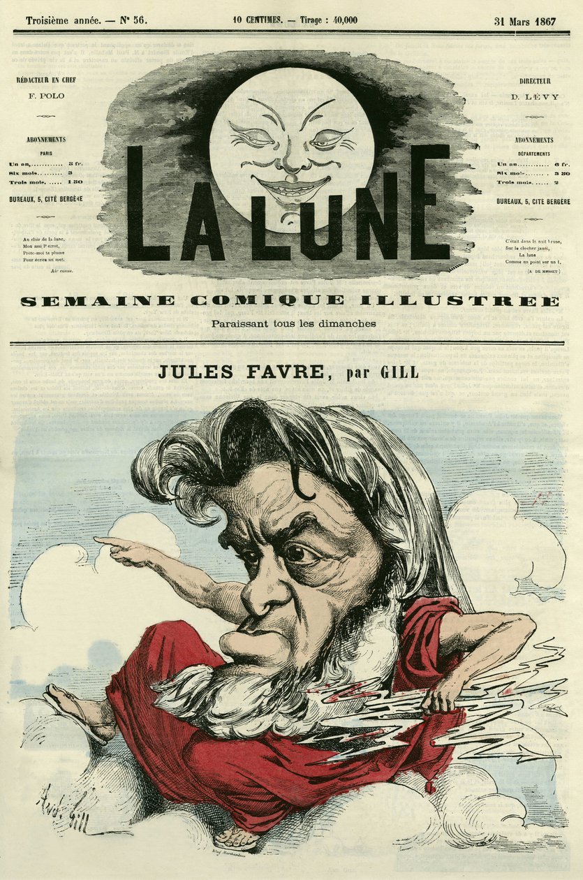 Ritratto di Jules Favre (1809-1880), avvocato e politico francese. Caricatura di Gill, in "La Lune", 31 marzo da Andre Gill