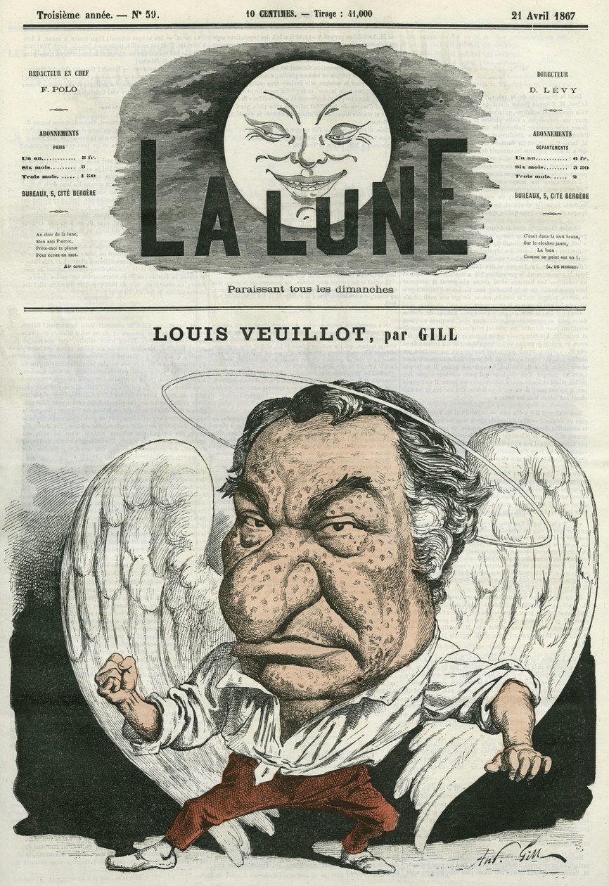 Ritratto di Louis Veuillot (1813-1883), giornalista e letterato francese. Caricatura di Gill, in "La Lune", 21 aprile da Andre Gill