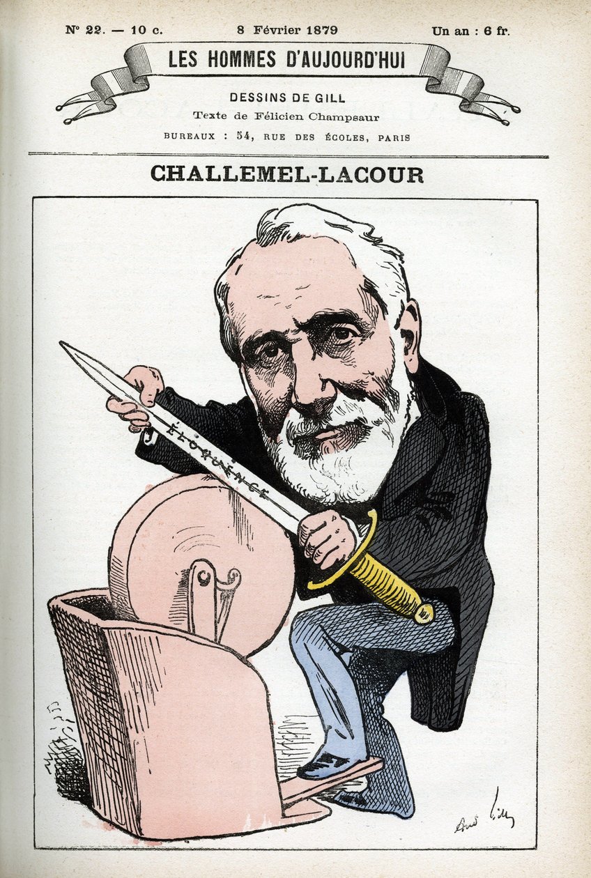 Ritratto di Paul-Armand Challemel-Lacour (1827-1896), politico, diplomatico e storico della filosofia francese. Caricatura di Gill, in "Les Homme d