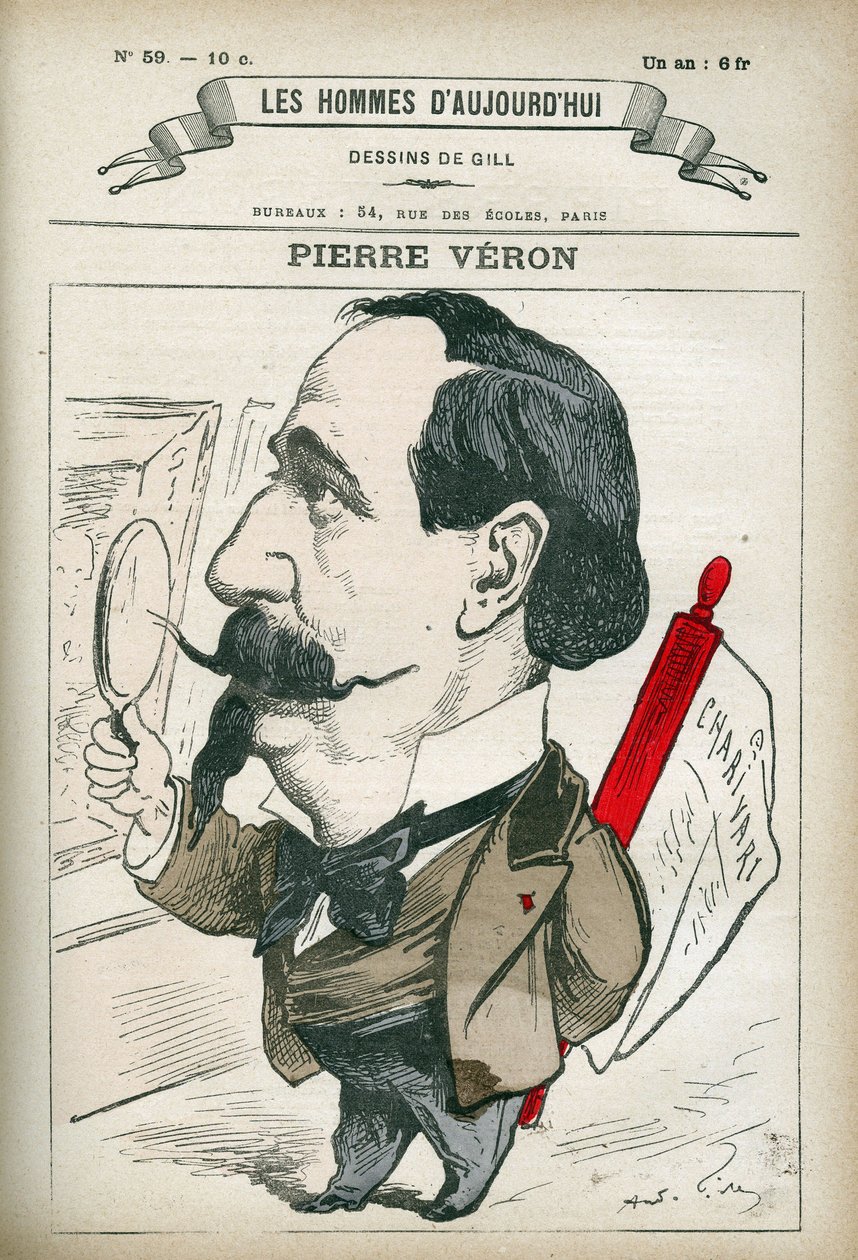 Ritratto di Pierre Veron (1831-1900), scrittore e poeta francese. Caricatura di Gill, Parigi da Andre Gill
